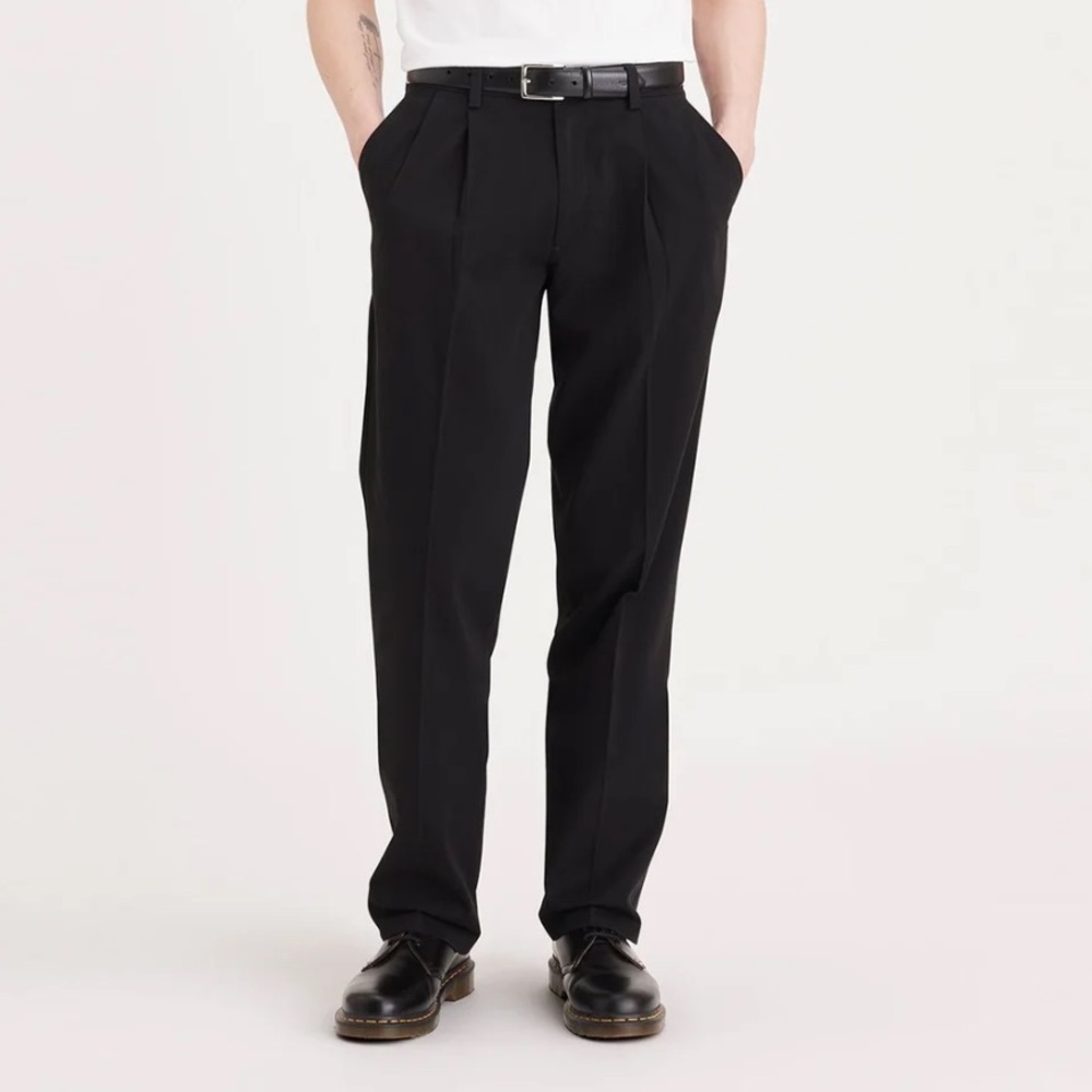 Dockers Premium black cotton pleated relaxed fit dress pants size 36x30